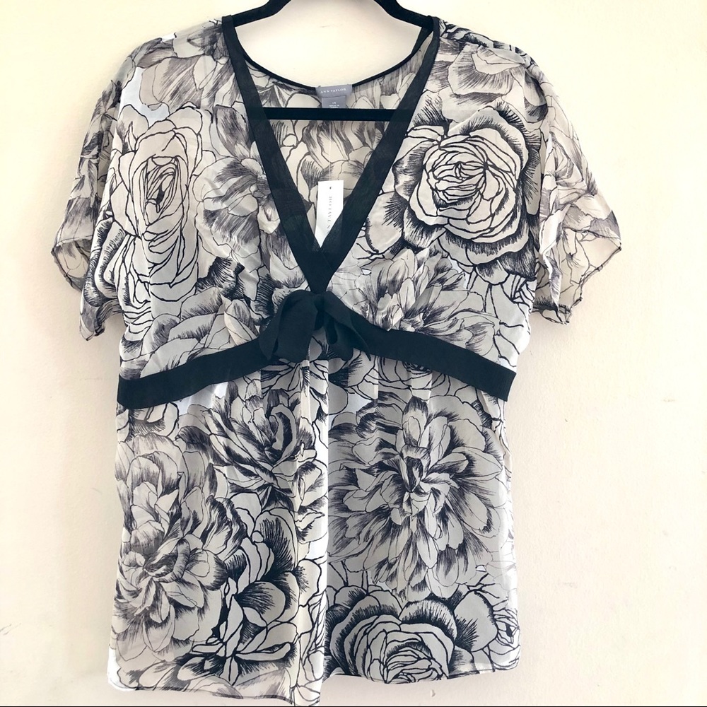 *NWT* Ann Taylor Brown Floral Print Blouse
